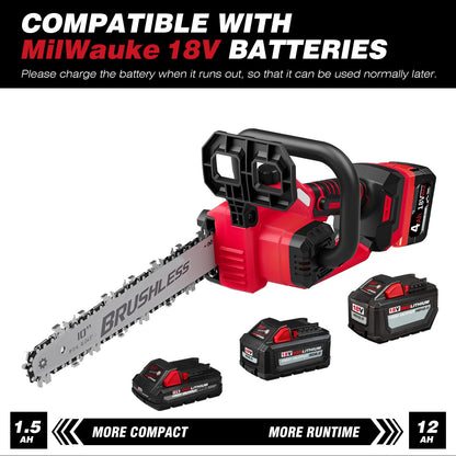 10 Inch Cordless Chainsaw for Milwaukee 18V Battery, 4.0ah Battery Included - LOASCOTY-DIY Gardening Tools Official Site | Changing Lives