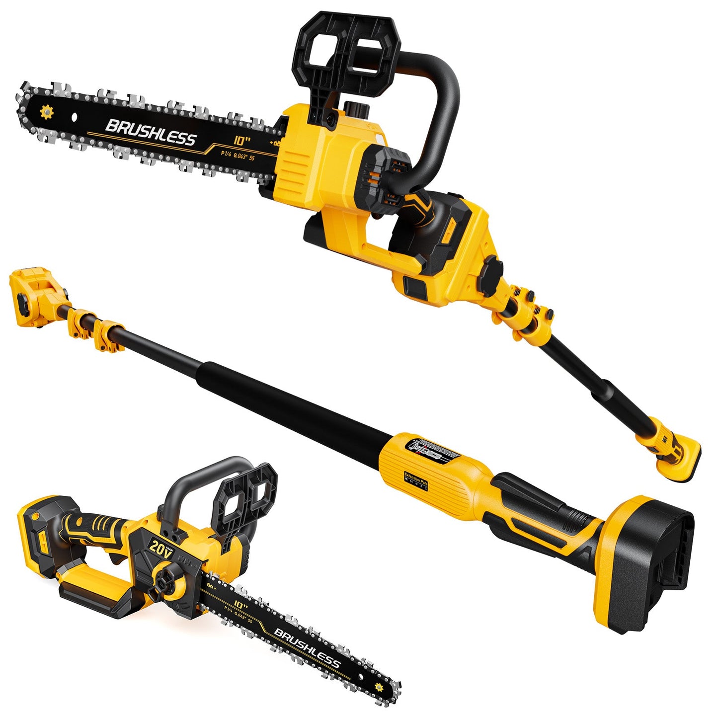 2 - IN - 1 Cordless 10 - Inch Pole Saw And Chainsaw Compatible with DW 20V MAX* Battery - LOASCOTY - DIY Gardening Tools Official Site | Changing Lives