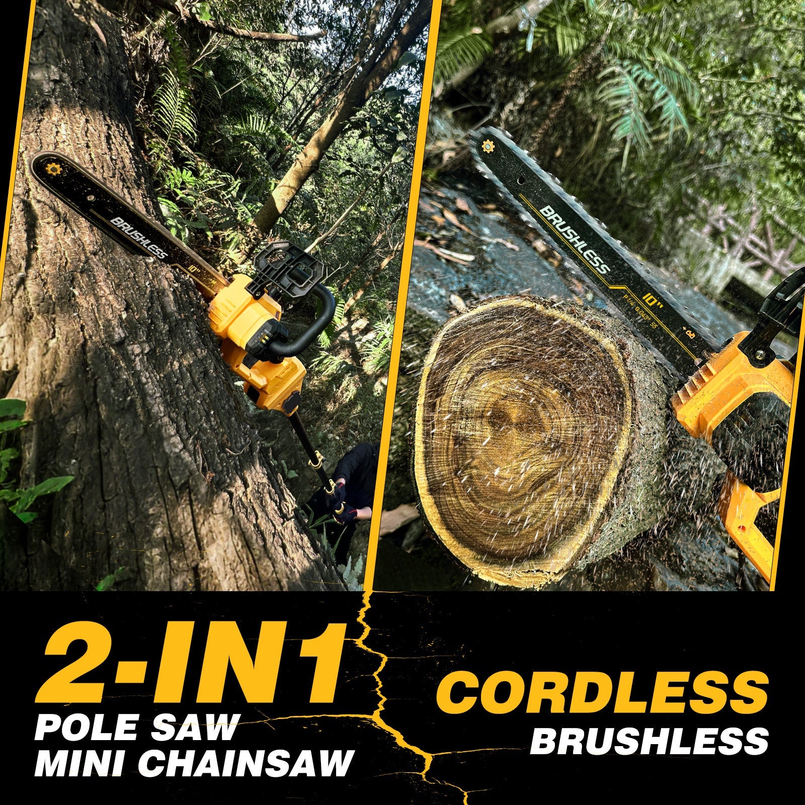 2 - IN - 1 Cordless 10 - Inch Pole Saw And Chainsaw Compatible with DW 20V MAX* Battery - LOASCOTY - DIY Gardening Tools Official Site | Changing Lives