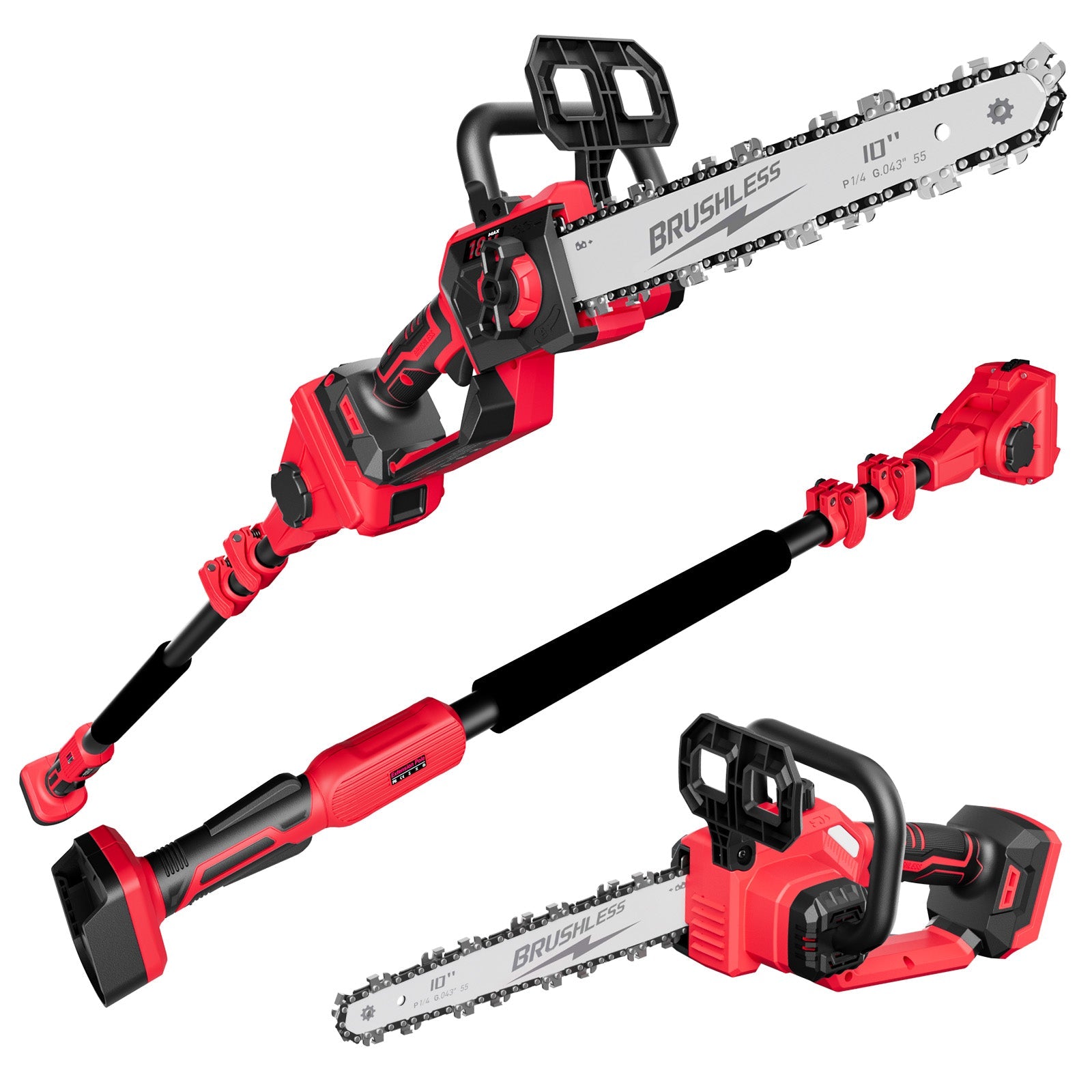 2 - IN - 1 Cordless 10 - Inch Pole Saw And Chainsaw Compatible with Milwaukee M - 18 18V Battery - LOASCOTY - DIY Gardening Tools Official Site | Changing Lives