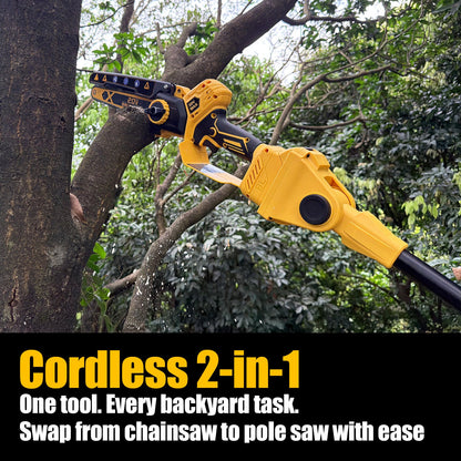 2-in-1 Cordless 8-Inch Pole Saw & Chainsaw for Dewalt 20V Battery - LOASCOTY-DIY Gardening Tools Official Site | Changing Lives
