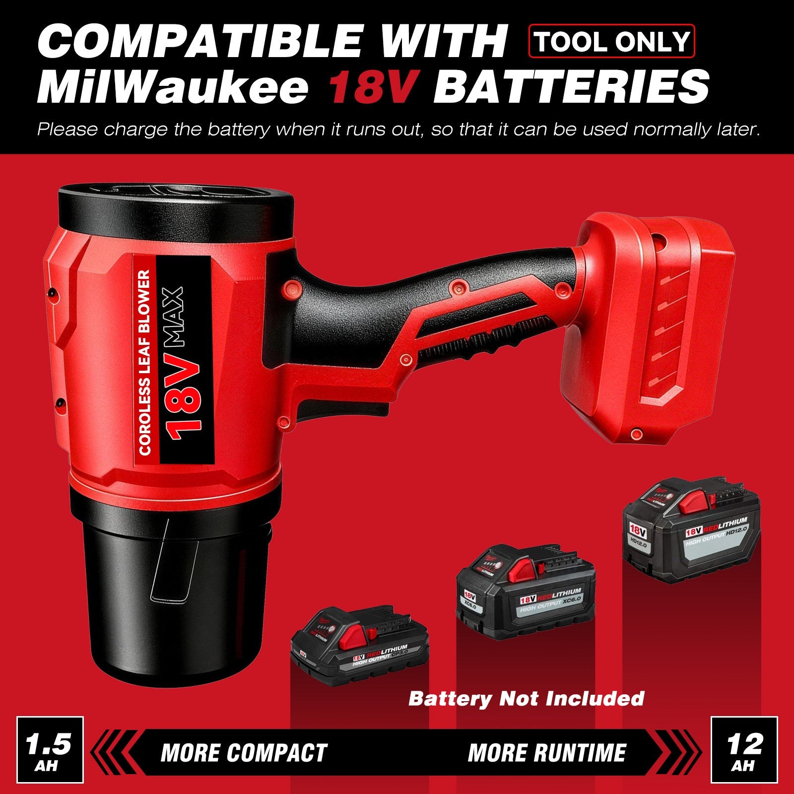 2 in 1 Cordless Leaf Blower for Milwaukee m18 Battery(Battery Not Included) - LOASCOTY - DIY Gardening Tools Official Site | Changing Lives