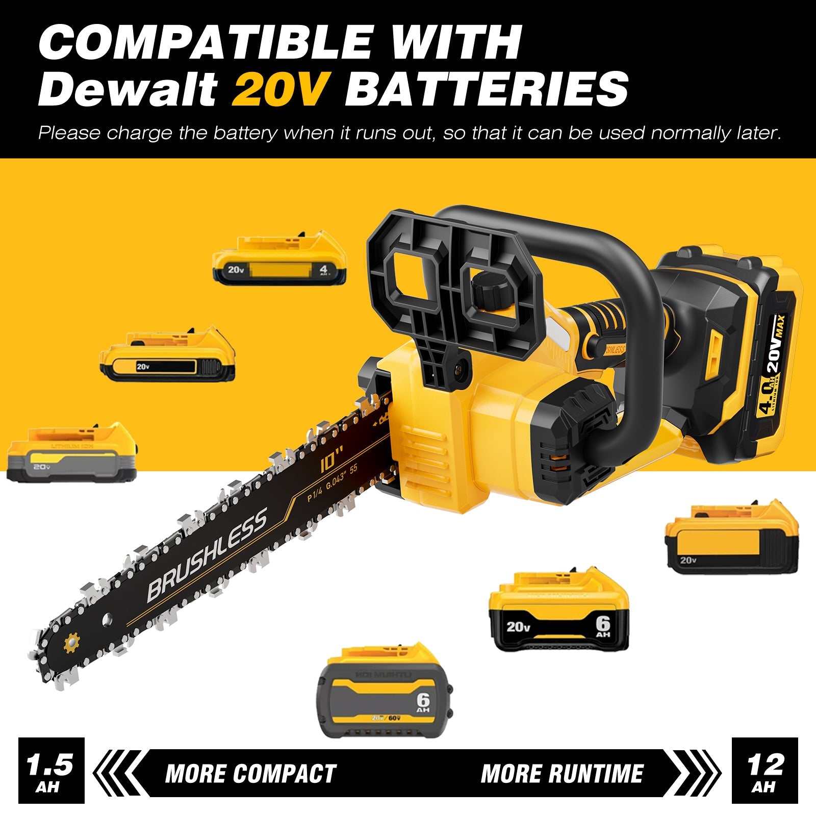 2 - in - 1 Electric 10 - Inch Pole Saw and Chainsaw, Battery Powered Chainsaw Pole Chain Saw, Brushless Motor, 14.5 FT Max Reach Extension Pole for Outdoors Pruning with 1×4.0ah Battery (Battery Included) - LOASCOTY - DIY Gardening Tools Official Site | Changing Lives