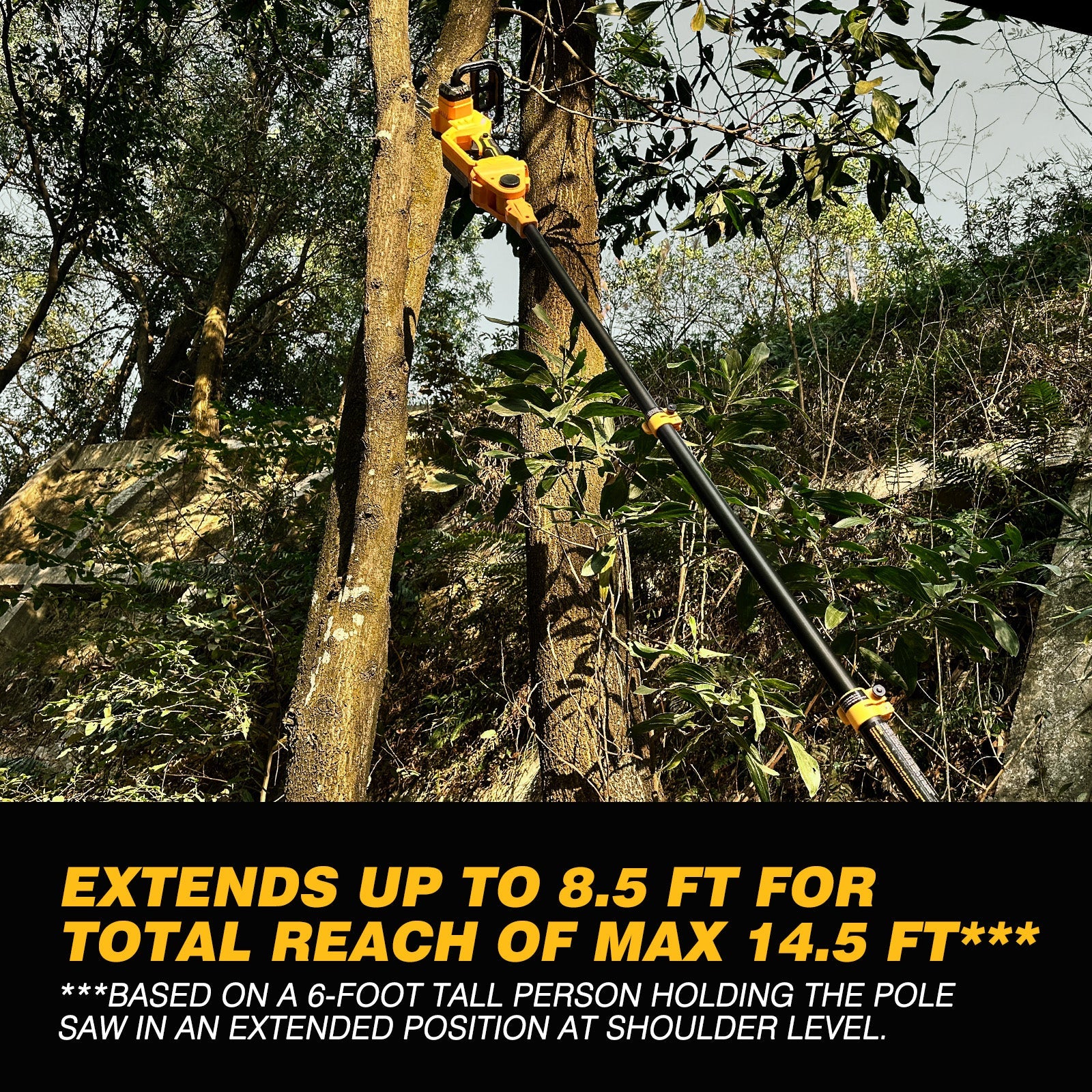 2 - in - 1 Electric 10 - Inch Pole Saw and Chainsaw, Battery Powered Chainsaw Pole Chain Saw, Brushless Motor, 14.5 FT Max Reach Extension Pole for Outdoors Pruning with 1×4.0ah Battery (Battery Included) - LOASCOTY - DIY Gardening Tools Official Site | Changing Lives