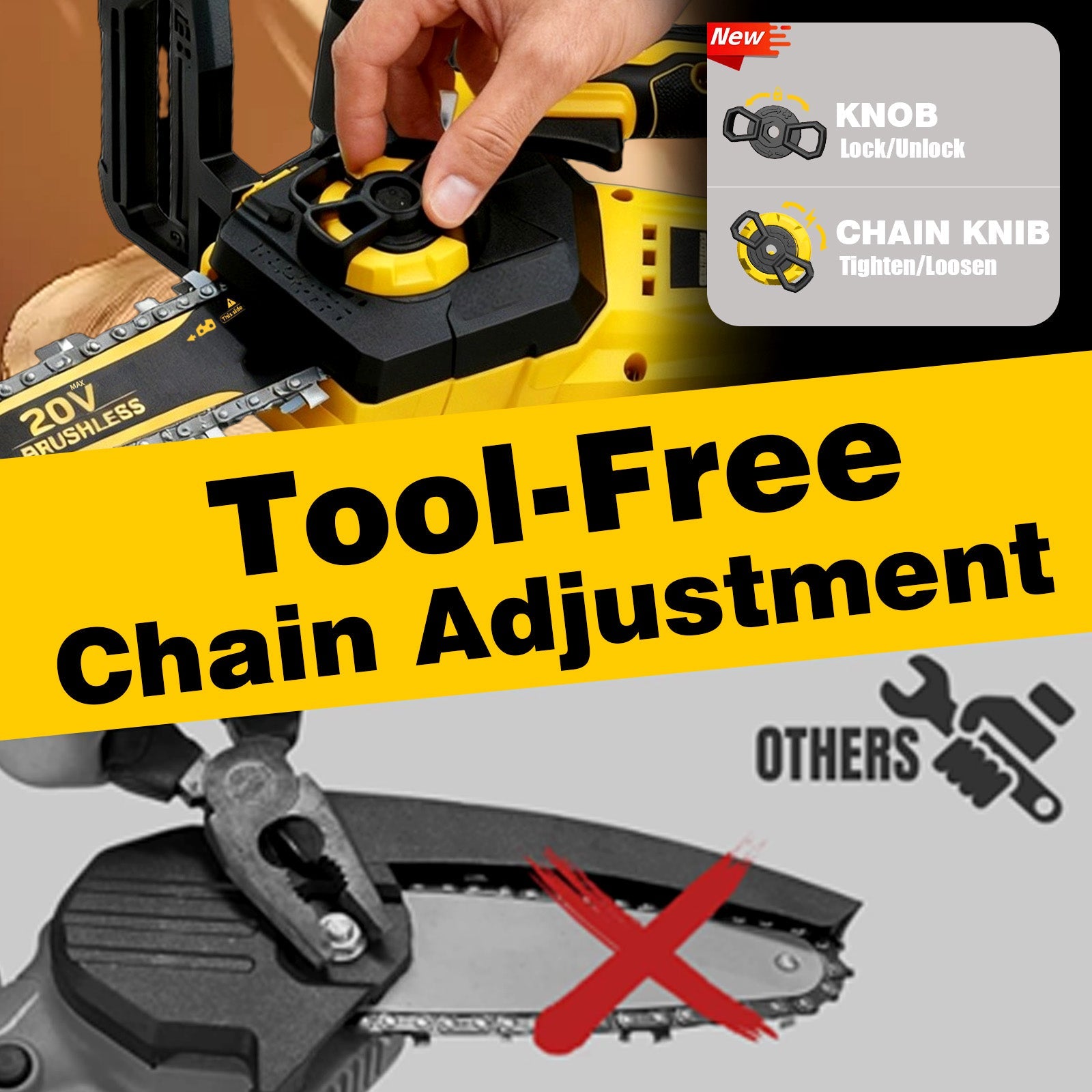2026 Upgraded 8 - Inch Brushless Cordless Chainsaw for Dewalt 20V MAX Battery (4.0Ah Battery Included) - LOASCOTY - DIY Gardening Tools Official Site | Changing Lives