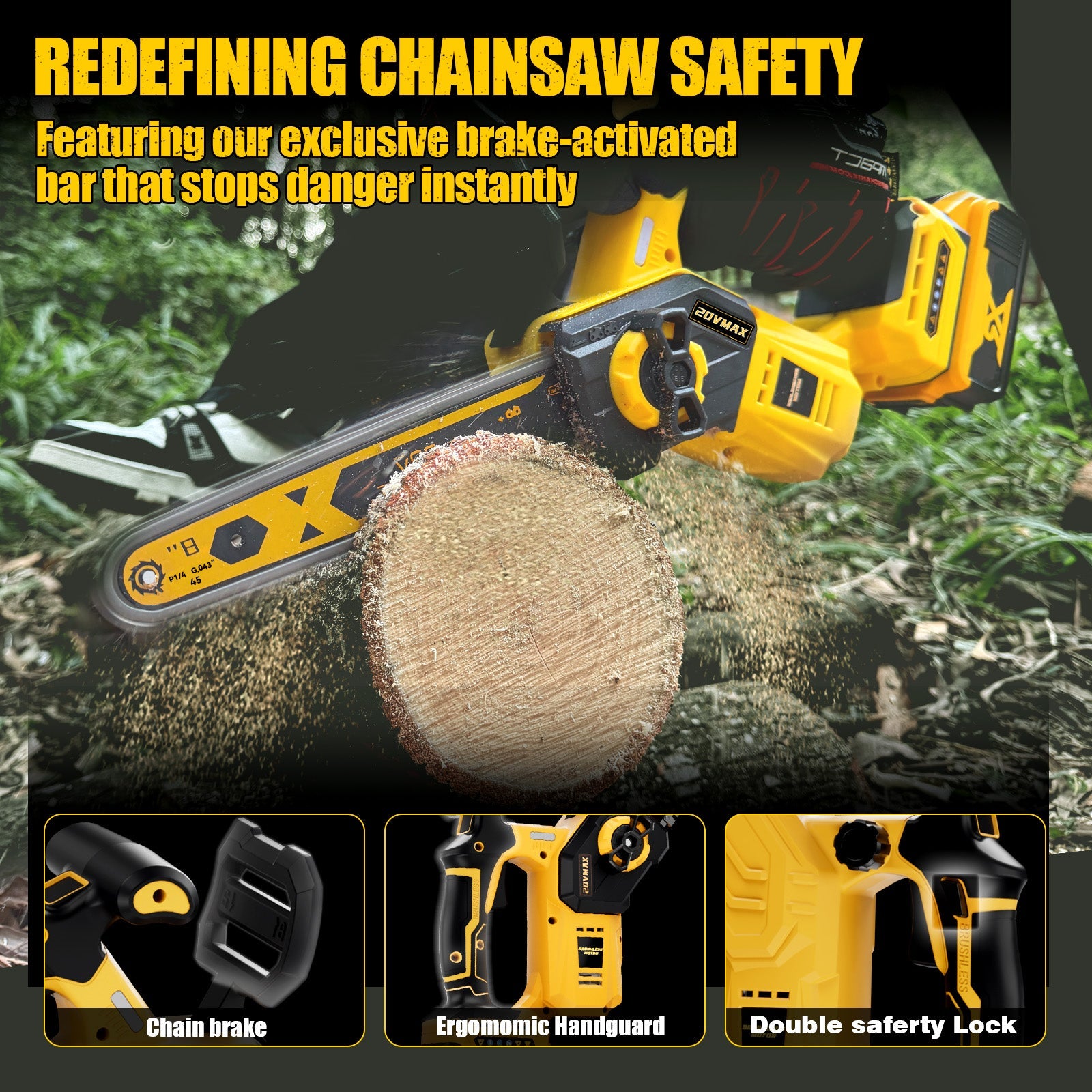 2026 Upgraded 8 - Inch Brushless Cordless Chainsaw for Dewalt 20V MAX Battery (4.0Ah Battery Included) - LOASCOTY - DIY Gardening Tools Official Site | Changing Lives