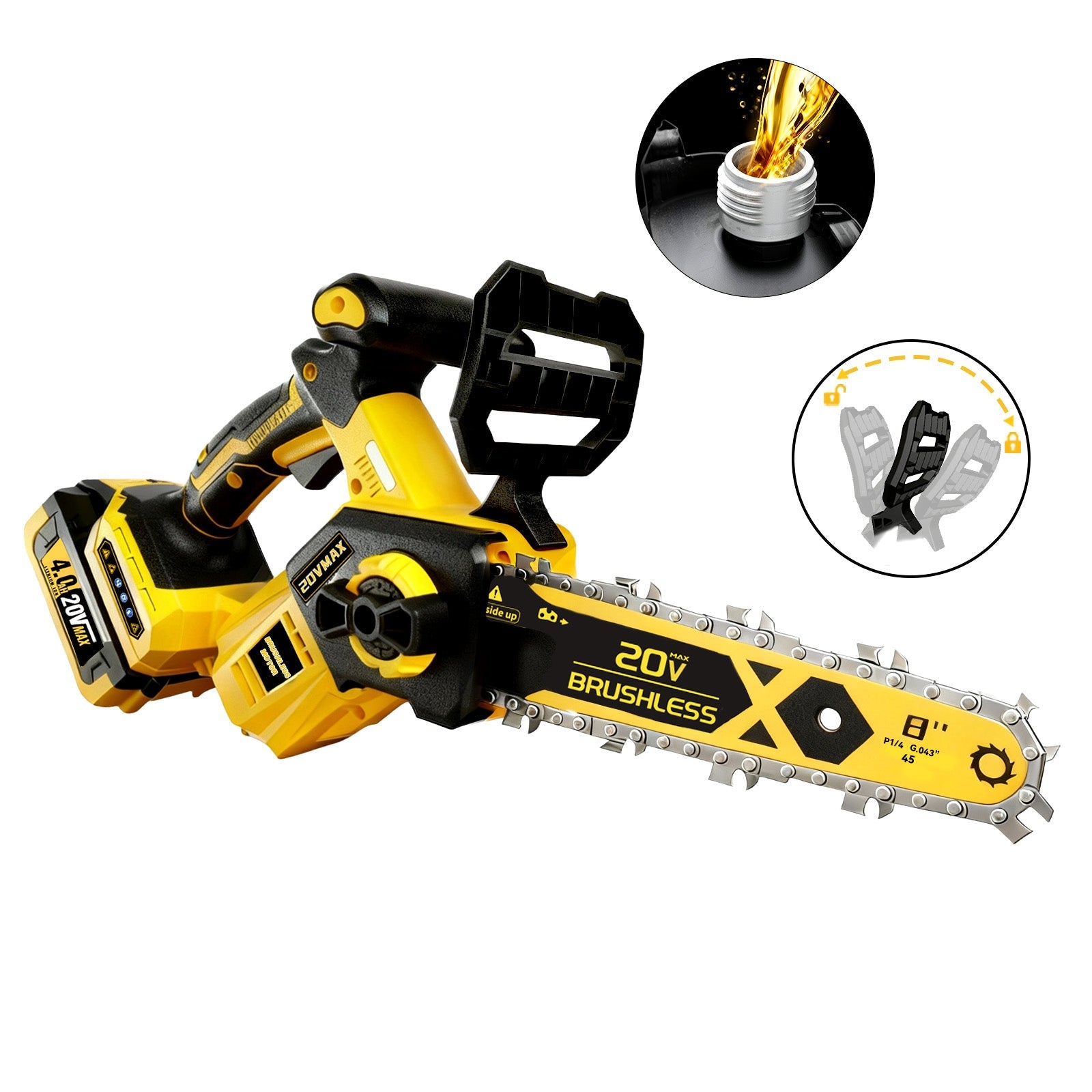 2026 Upgraded 8 - Inch Brushless Cordless Chainsaw for Dewalt 20V MAX Battery (4.0Ah Battery Included) - LOASCOTY - DIY Gardening Tools Official Site | Changing Lives