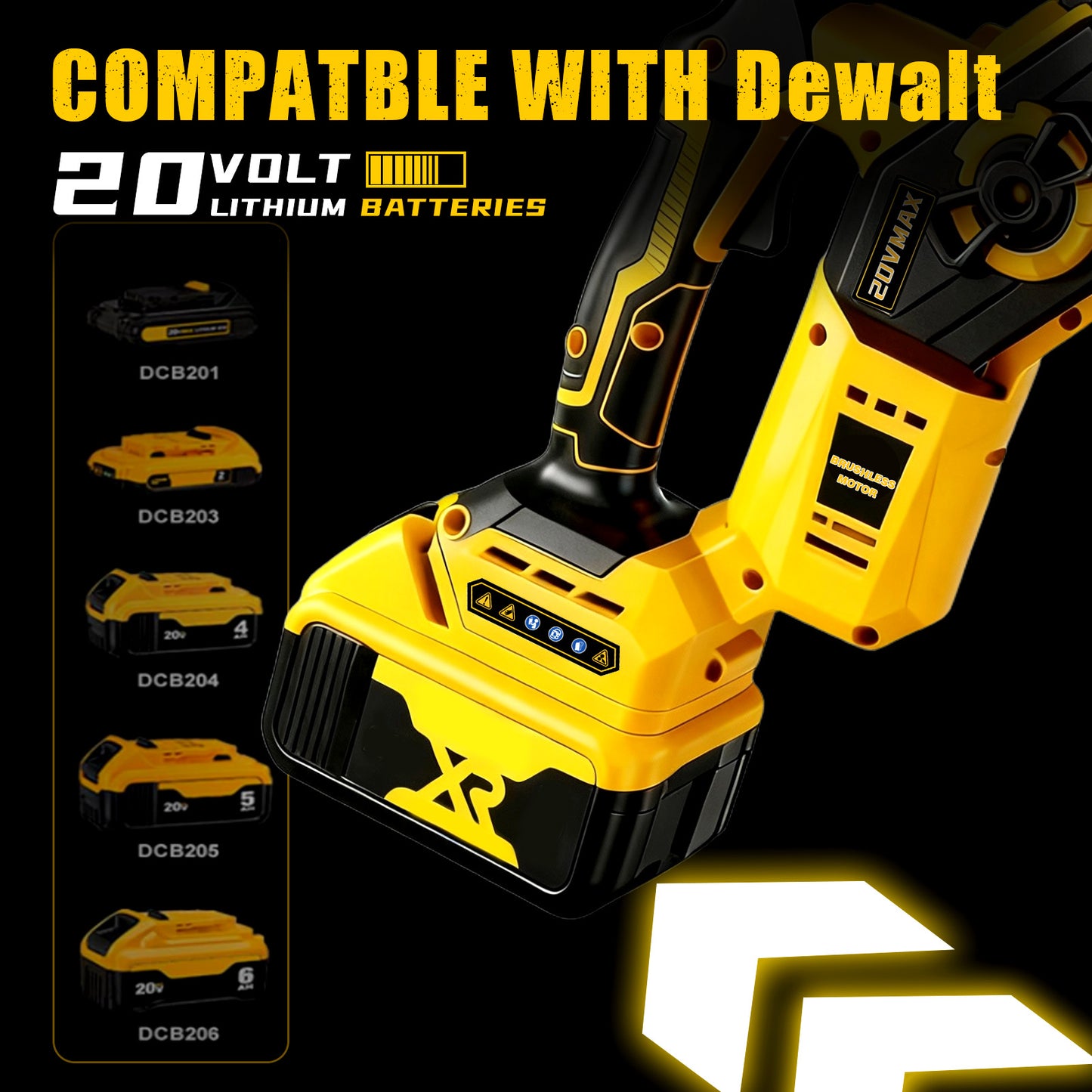 2026 Upgraded 8-Inch Brushless Cordless Chainsaw for Dewalt 20V MAX Battery (4.0Ah Battery Included)