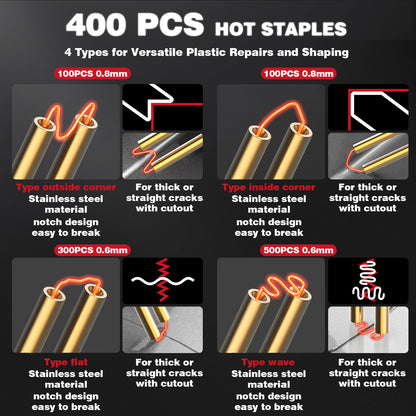 Cordless Plastic Welder for Milwaukee 18V Battery Powered, Hot Stapler Kit with 400PCS Hot Stapler （(Tool Only)