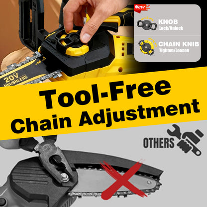 2026 Upgraded 8-Inch Brushless Cordless Chainsaw for Dewalt 20V MAX Battery (4.0Ah Battery Included)