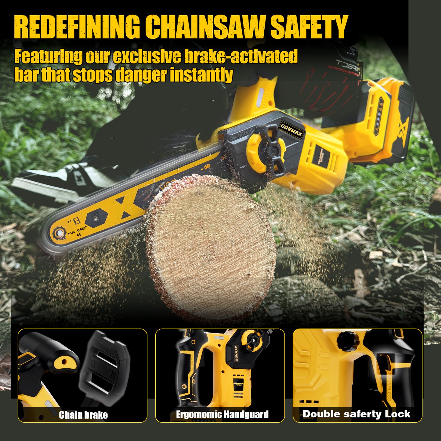 2026 Upgraded 8-Inch Brushless Cordless Chainsaw for Dewalt 20V MAX Battery (4.0Ah Battery Included)