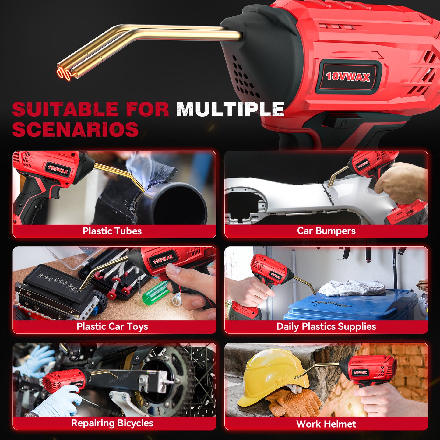 Cordless Plastic Welder for Milwaukee 18V Battery Powered, Hot Stapler Kit with 400PCS Hot Stapler （(Tool Only)