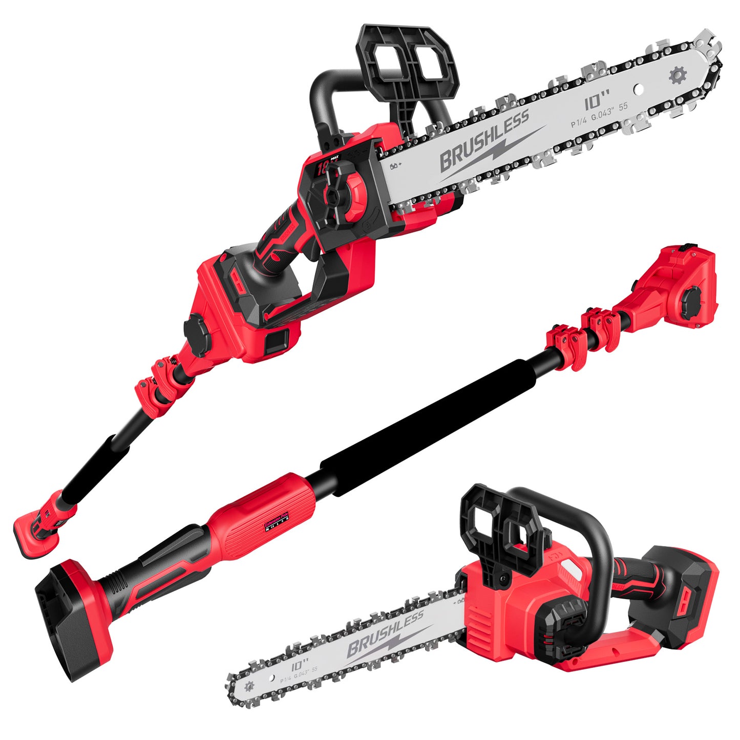 2-IN-1 Cordless 10-Inch Pole Saw And Chainsaw Compatible with MWK M-18 18V Battery