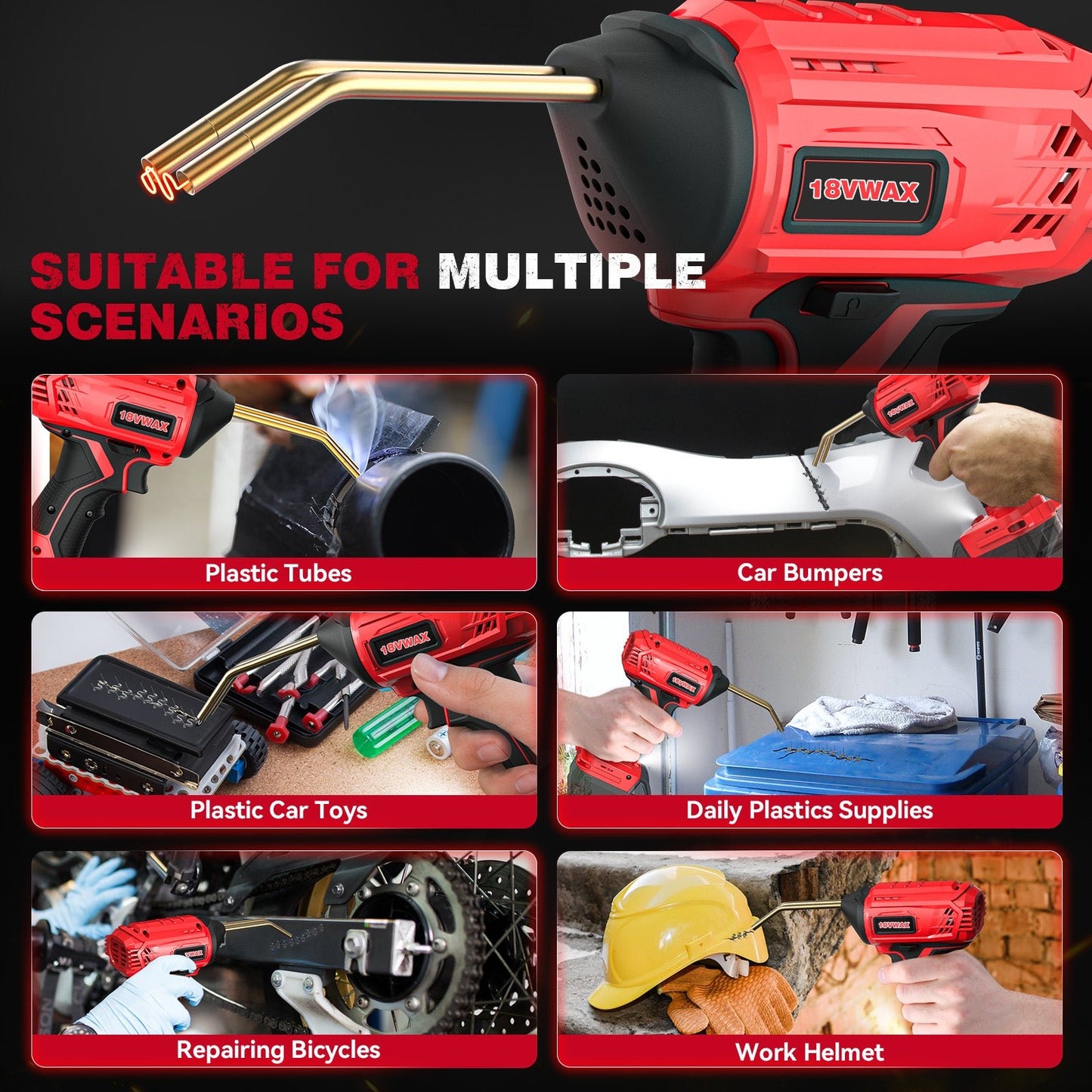 Cordless Plastic Welder for Milwaukee 18V Battery Powered, Hot Stapler Kit with 400PCS Hot Stapler （(Tool Only) - LOASCOTY - DIY Gardening Tools Official Site | Changing Lives