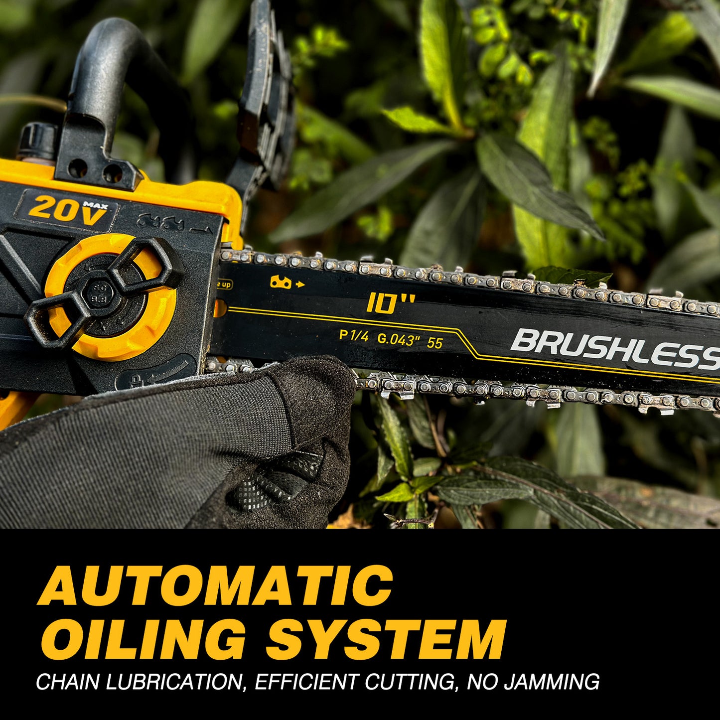 2-in-1 Electric 10-Inch Pole Saw and Chainsaw, Battery Powered Chainsaw Pole Chain Saw, Brushless Motor, 14.5 FT Max Reach Extension Pole for Outdoors Pruning with 1×4.0ah Battery (Battery Included)