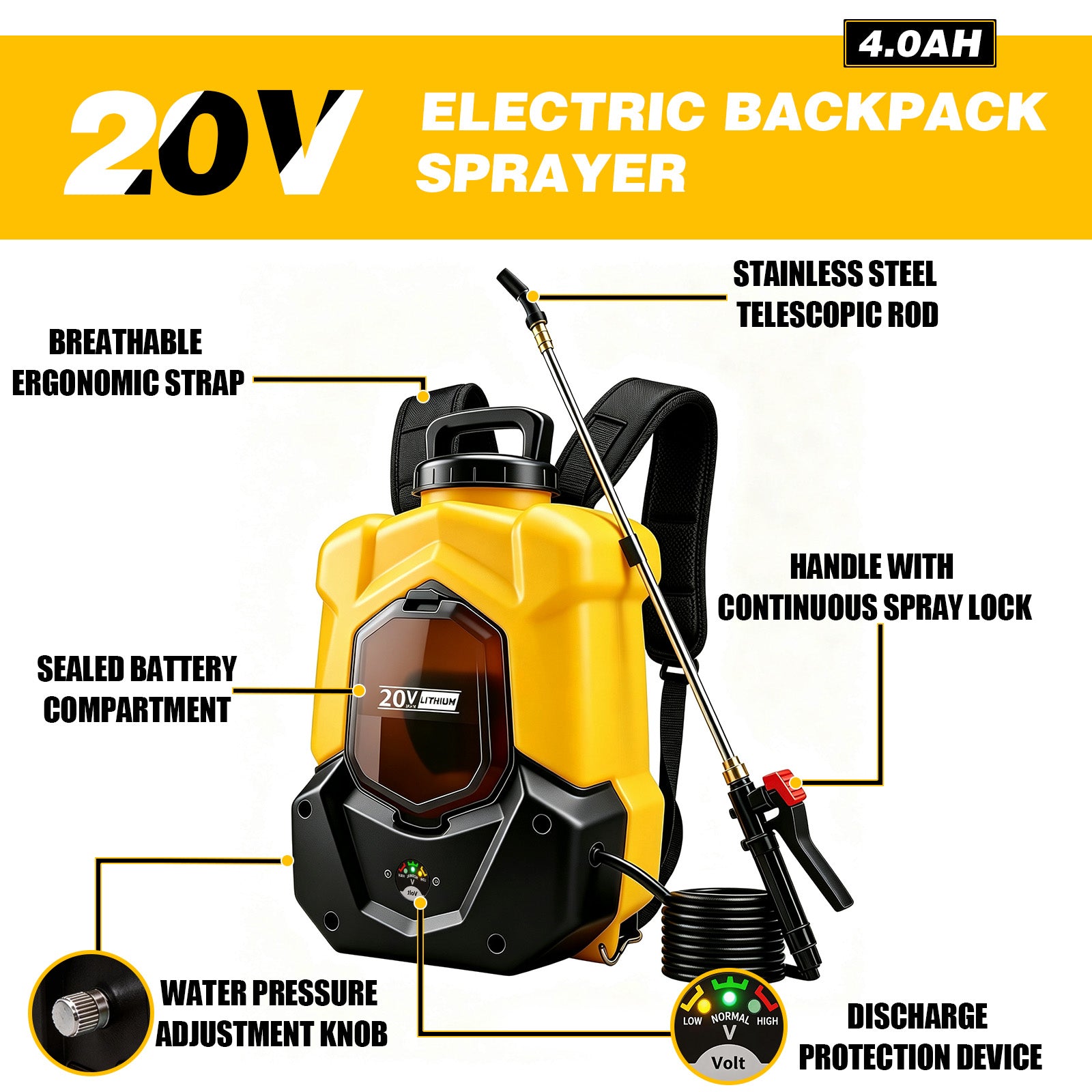 Battery Powered Backpack Sprayer for DEWALT 20V Max Battery(Battery Not Included）