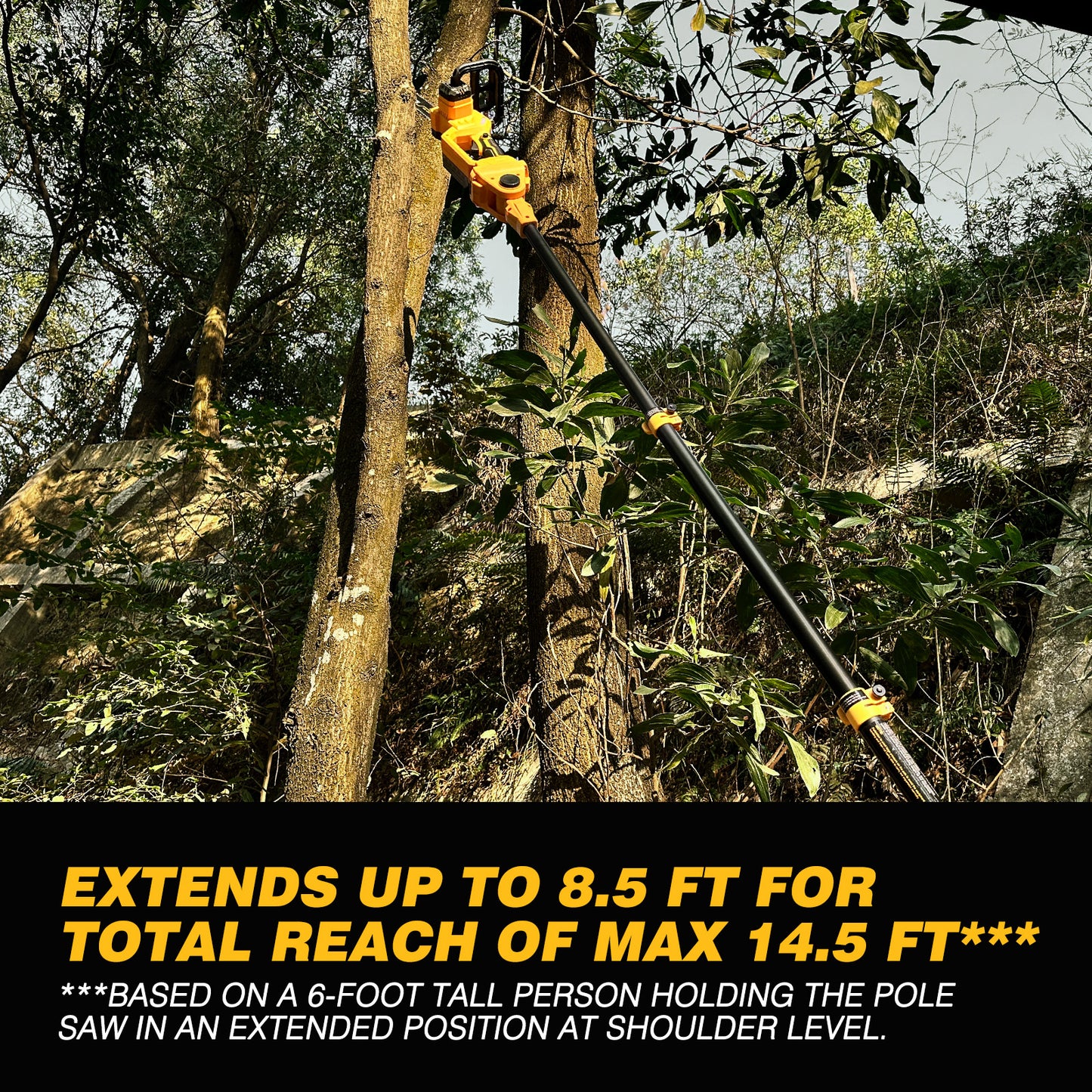 2-in-1 Electric 10-Inch Pole Saw and Chainsaw, Battery Powered Chainsaw Pole Chain Saw, Brushless Motor, 14.5 FT Max Reach Extension Pole for Outdoors Pruning with 1×4.0ah Battery (Battery Included)