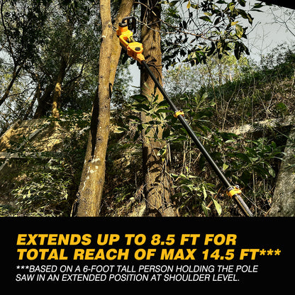 2-in-1 Electric 10-Inch Pole Saw and Chainsaw, Battery Powered Chainsaw Pole Chain Saw, Brushless Motor, 14.5 FT Max Reach Extension Pole for Outdoors Pruning with 1×4.0ah Battery (Battery Included)