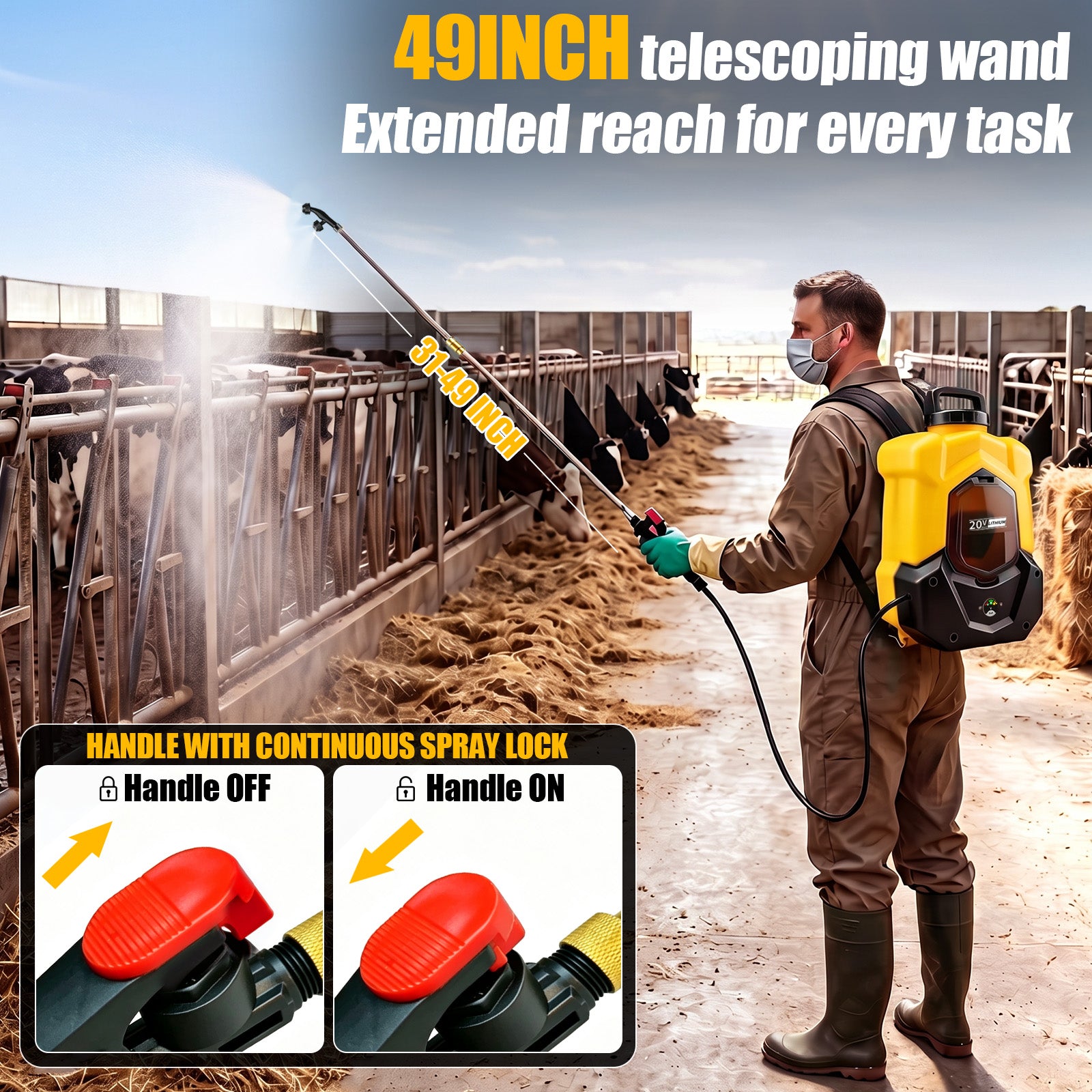 Battery Powered Backpack Sprayer for DEWALT 20V Max Battery(Battery Not Included）