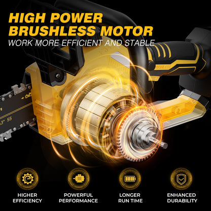 2-in-1 Electric 10-Inch Pole Saw and Chainsaw, Battery Powered Chainsaw Pole Chain Saw, Brushless Motor, 14.5 FT Max Reach Extension Pole for Outdoors Pruning with 1×4.0ah Battery (Battery Included)