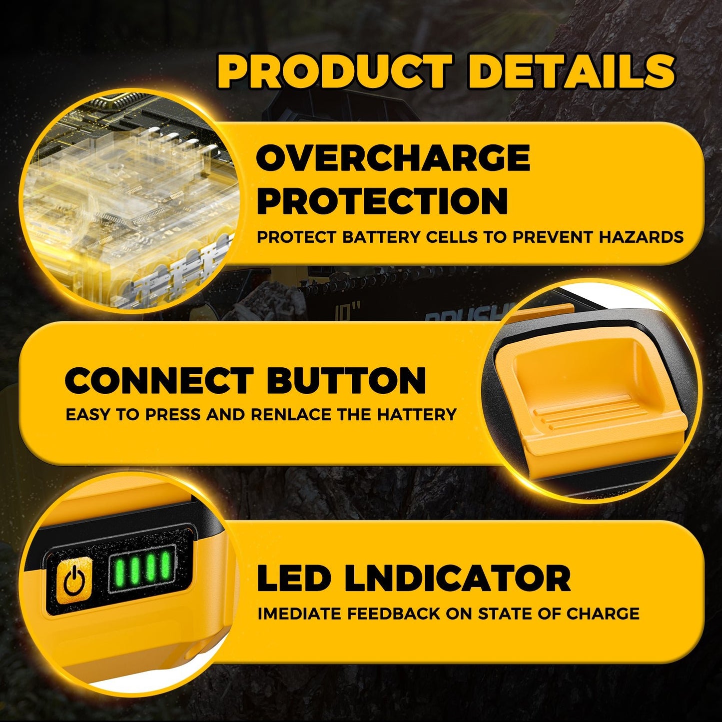 Replacement for dewalt 20v Battery Compatible with dewalt 20v max Battery Charger DCB200 DCB205 DCB206 DCB207 Series Power Tools(Yellow) - LOASCOTY - DIY Gardening Tools Official Site | Changing Lives